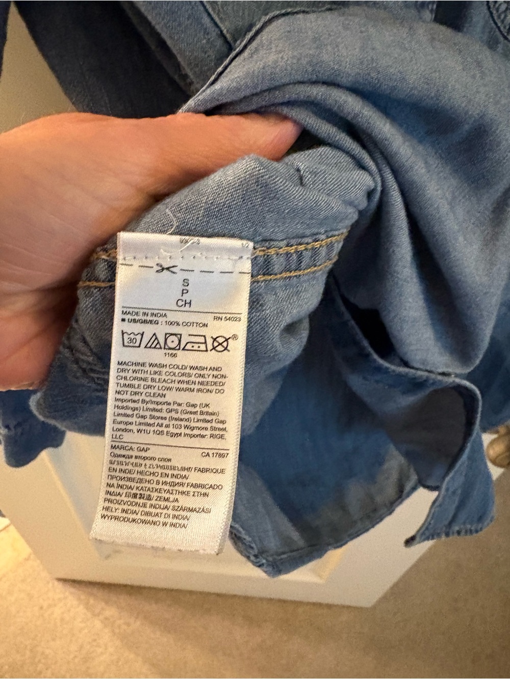 Gap Denim Light Blue Western Shirt with pearl snap buttons - Picture 10 of 16